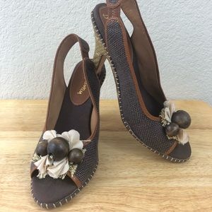 Sam Edelman Brown Ella Blue Couture Burlap Pumps